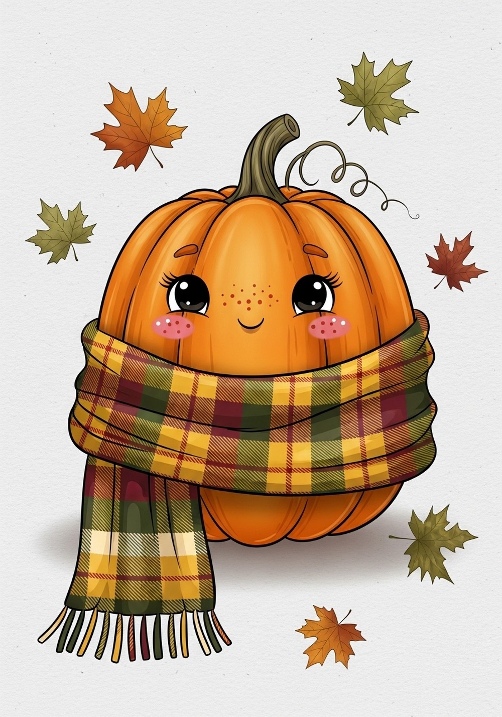 Plaid Scarf Pumpkin Fashion Illustration
