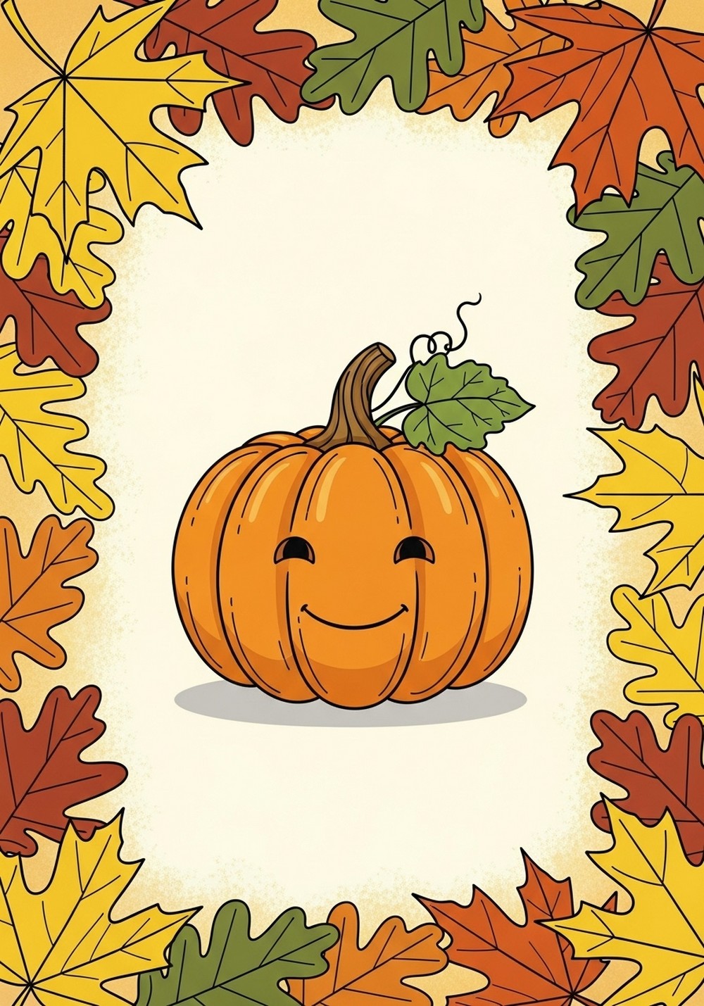 Pumpkin And Falling Leaves Border