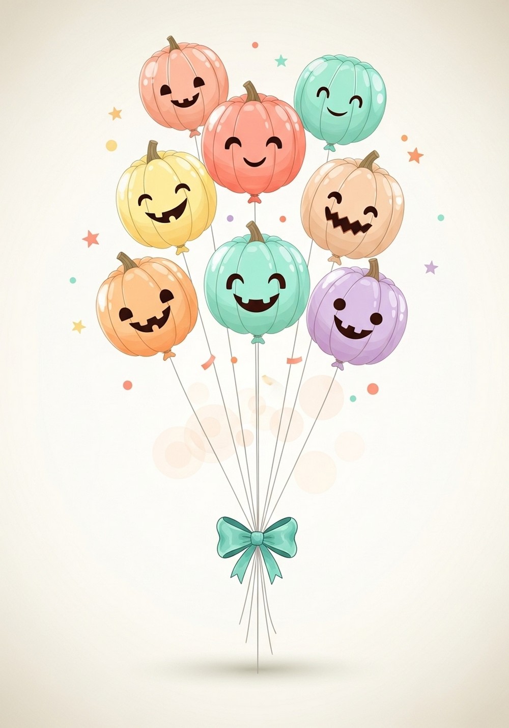 Pumpkin Balloon Bouquet Illustration