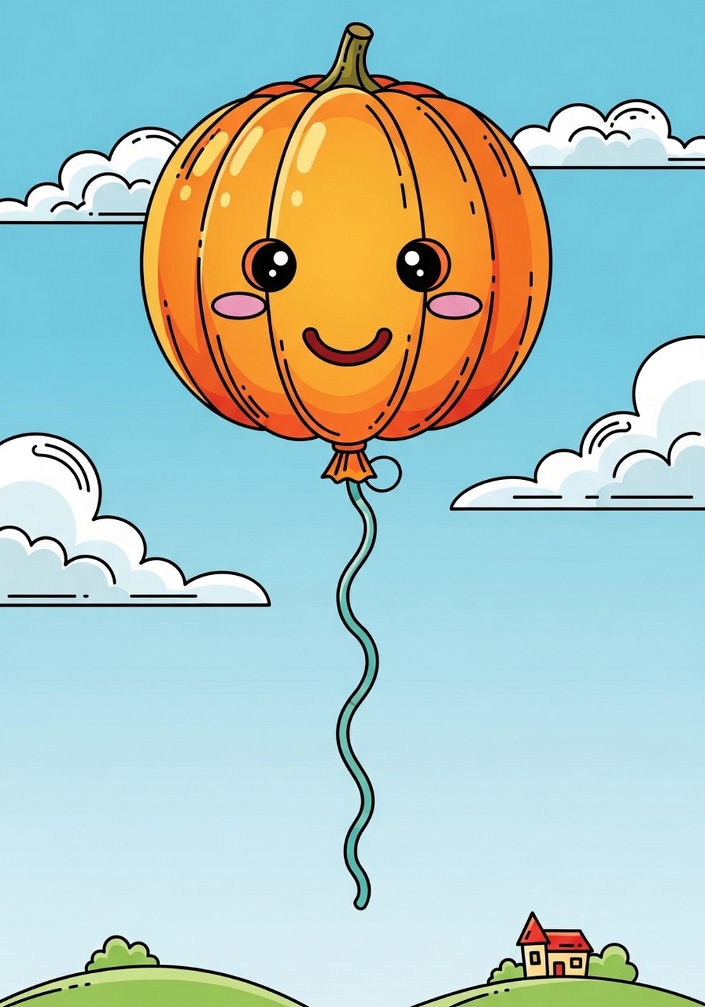 Pumpkin Balloon Floating In The Sky
