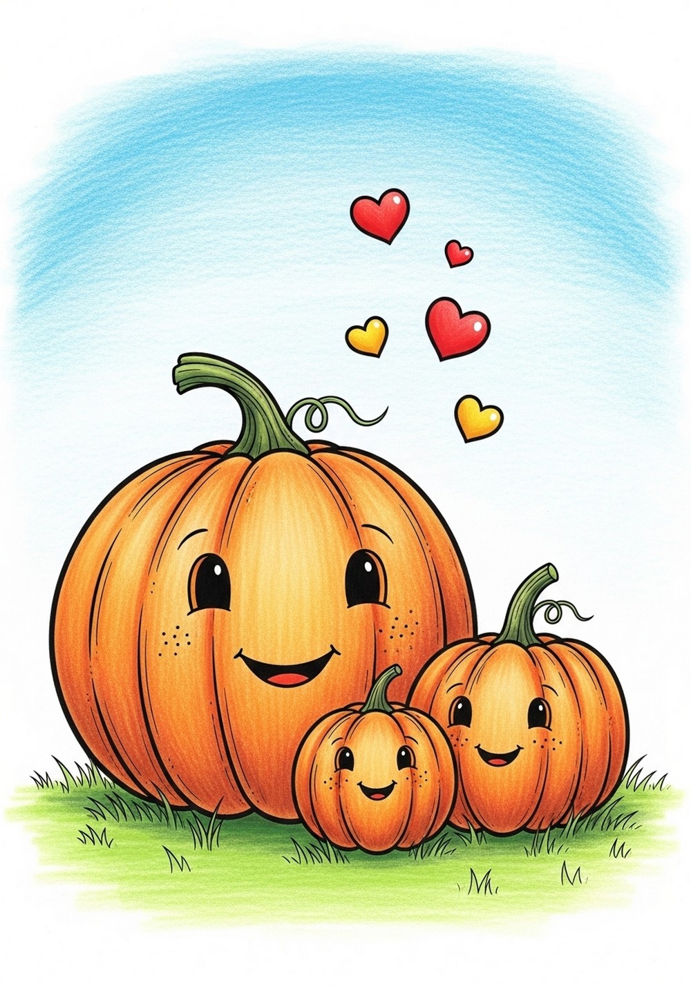 Pumpkin Family Big, Medium, Small