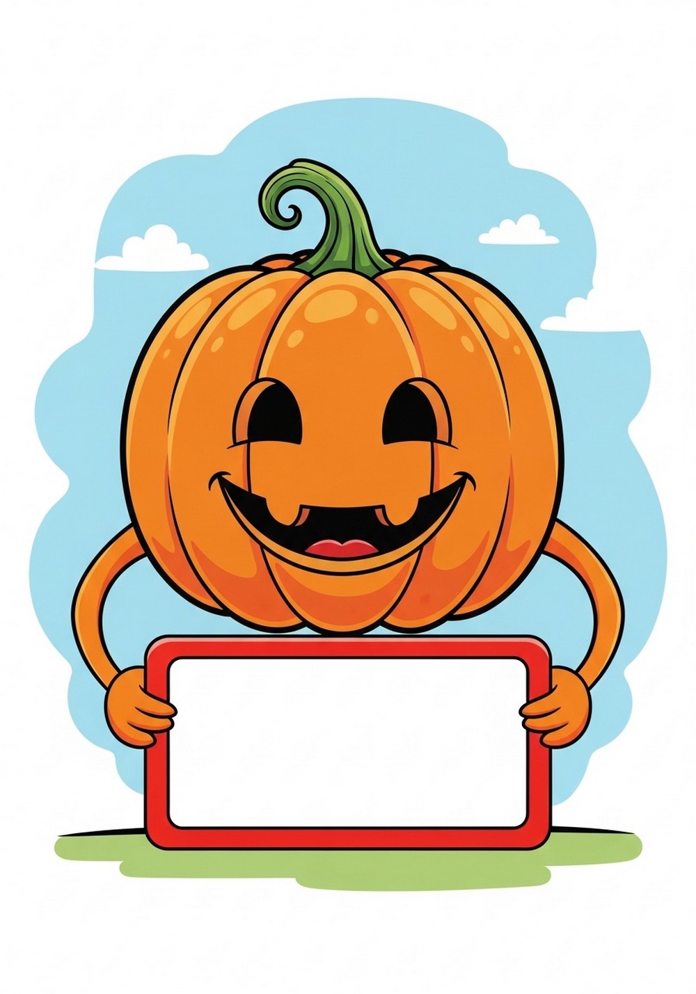Pumpkin Holding A Blank Sign