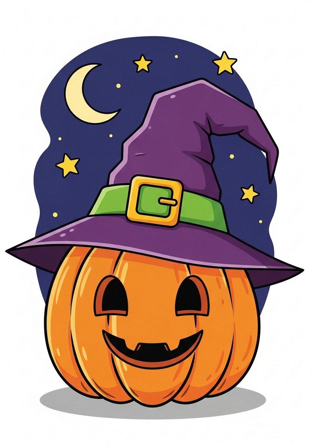 Pumpkin With Cute Witch Hat