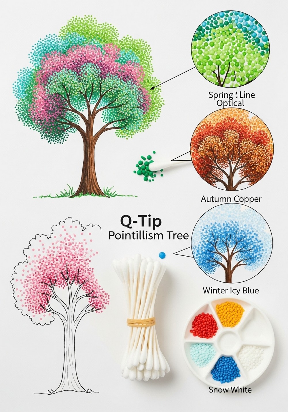 Q-Tip Pointillism Tree