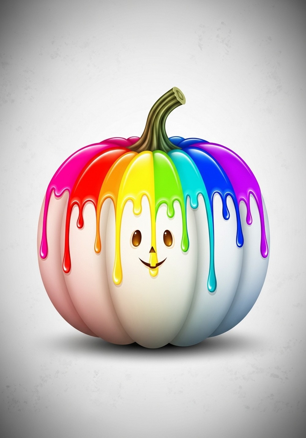 Rainbow Drip Painted Pumpkin Art