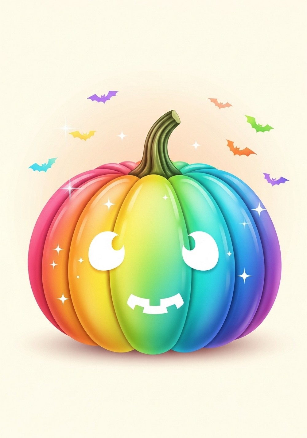 Rainbow Gradient Cute Halloween Pumpkin Art