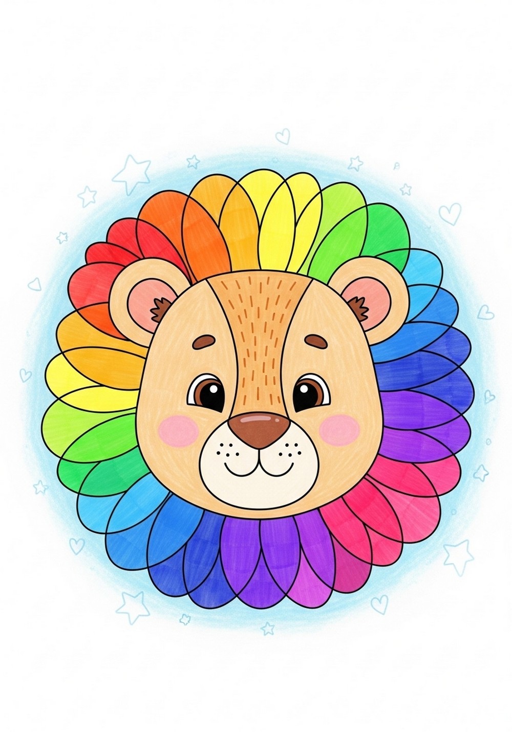 Rainbow Lion Face