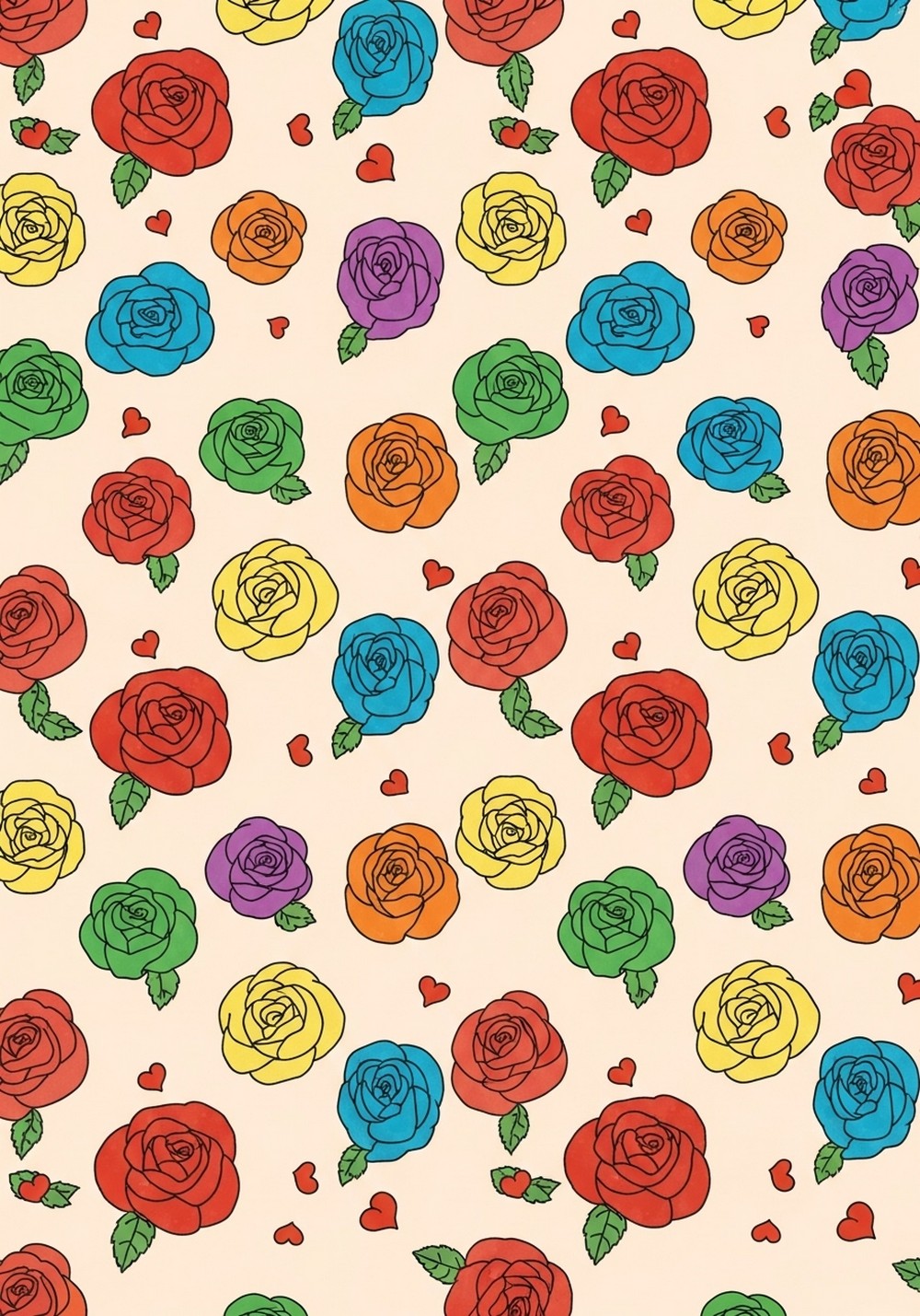 Repeating Cartoon Rose Pattern Page