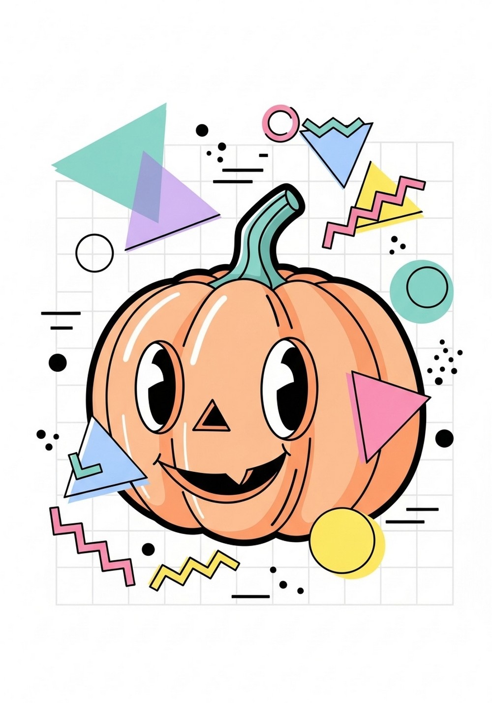 Retro Pastel 90s Style Pumpkin Art