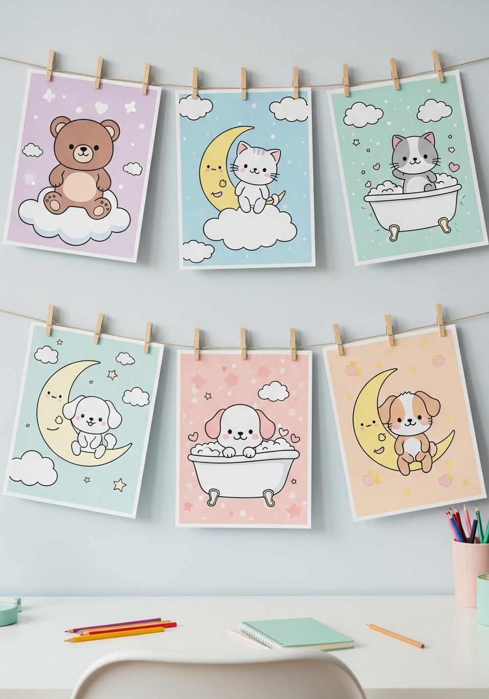 Room Decor Colored Kawaii Animals Friend Sheets