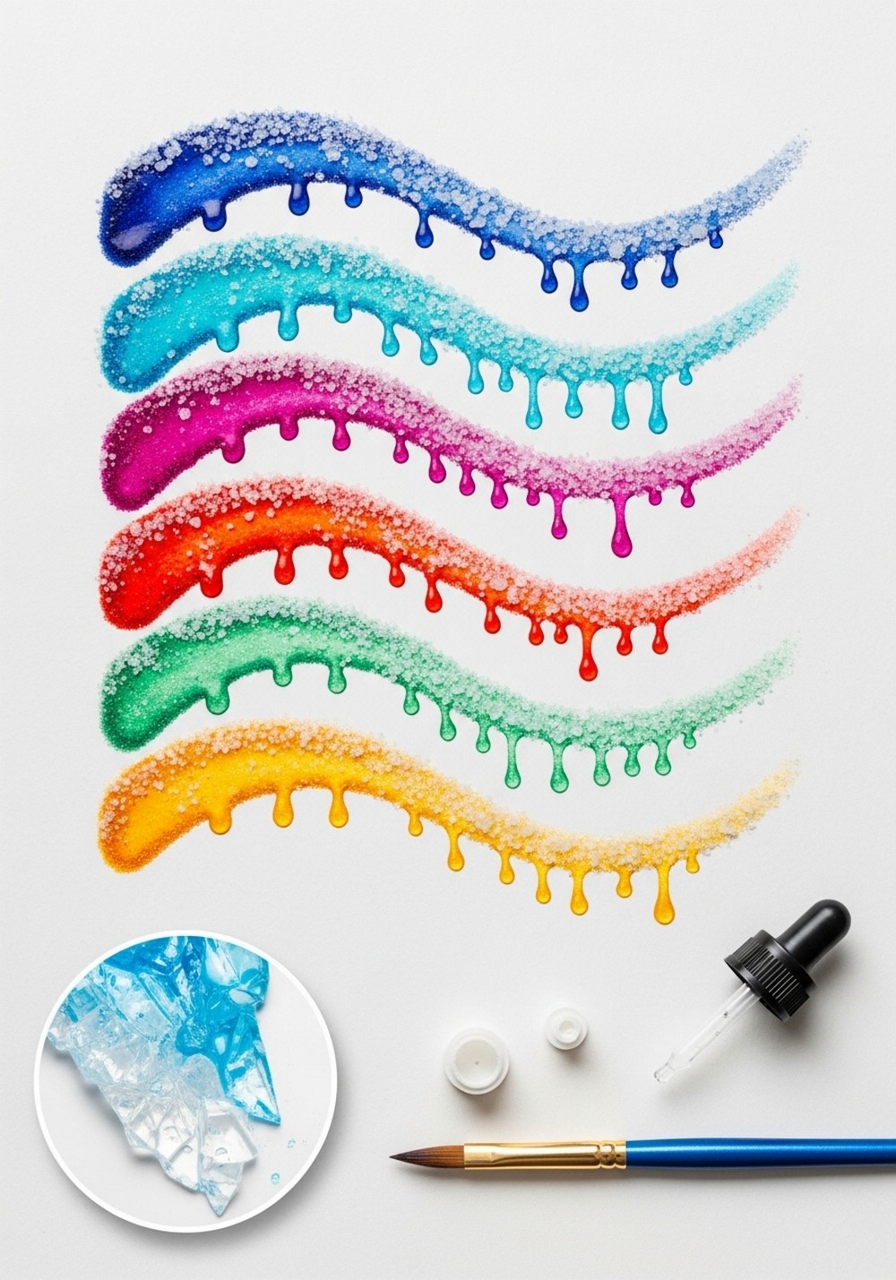Salt-Textured Watercolor Lines
