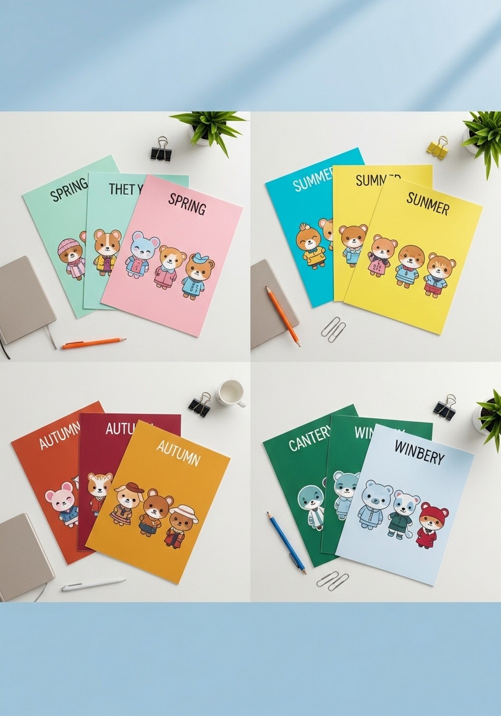 Seasonal Pack Colored Kawaii Animals Friend Sheets