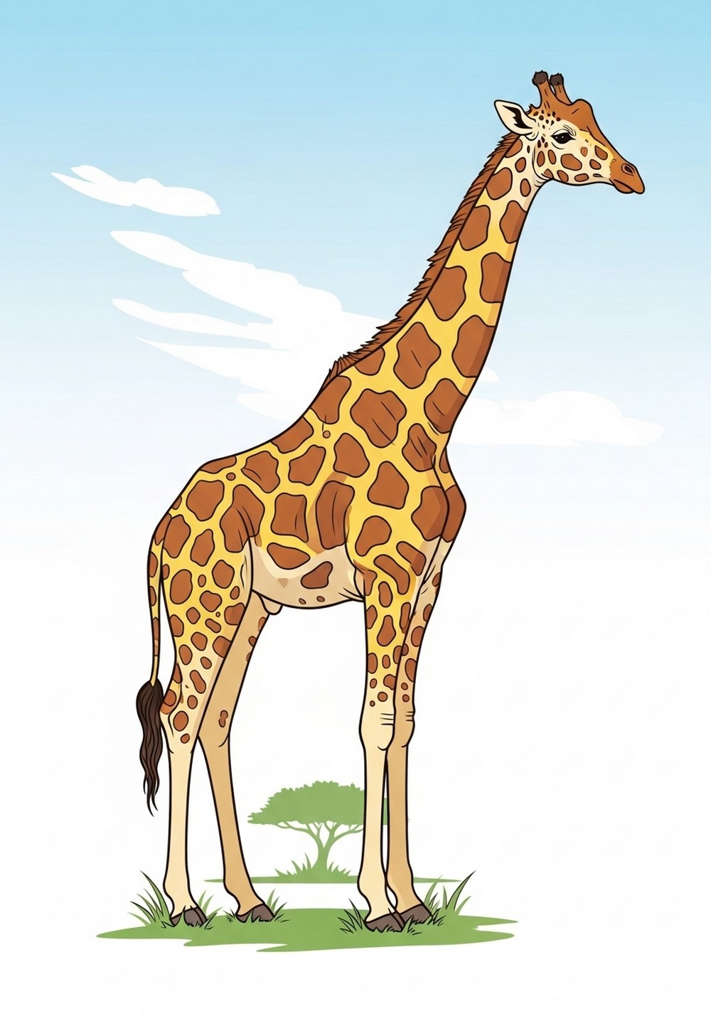 Simple Giraffe Standing Drawing