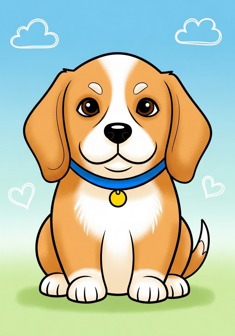 Simple Puppy Sitting Drawing