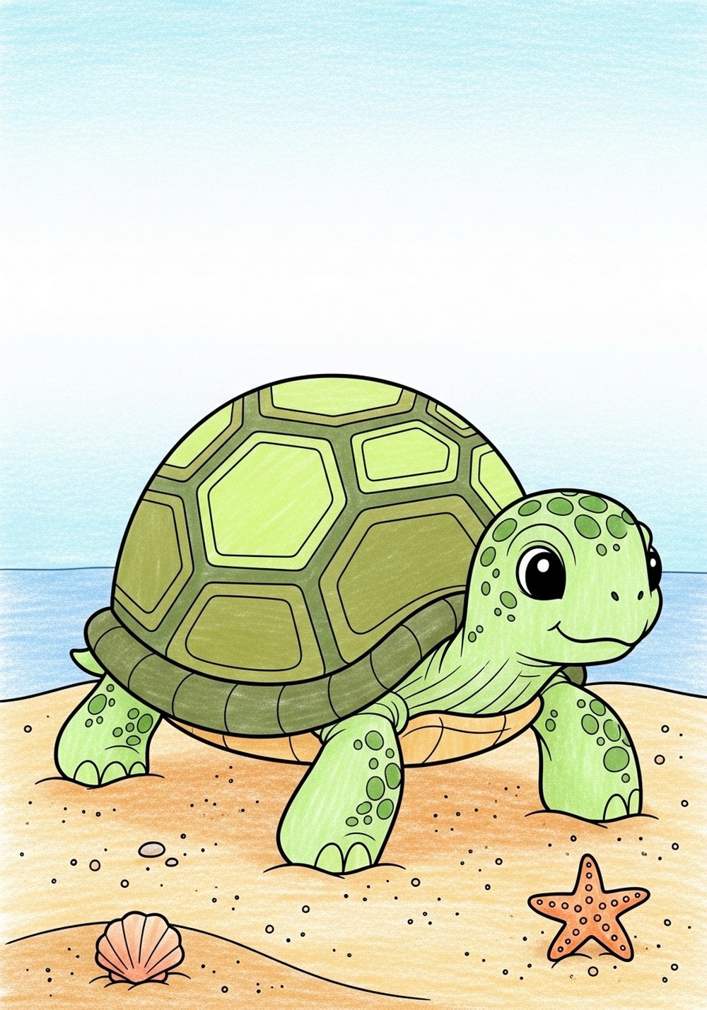 Simple Turtle On The Sand Drawing