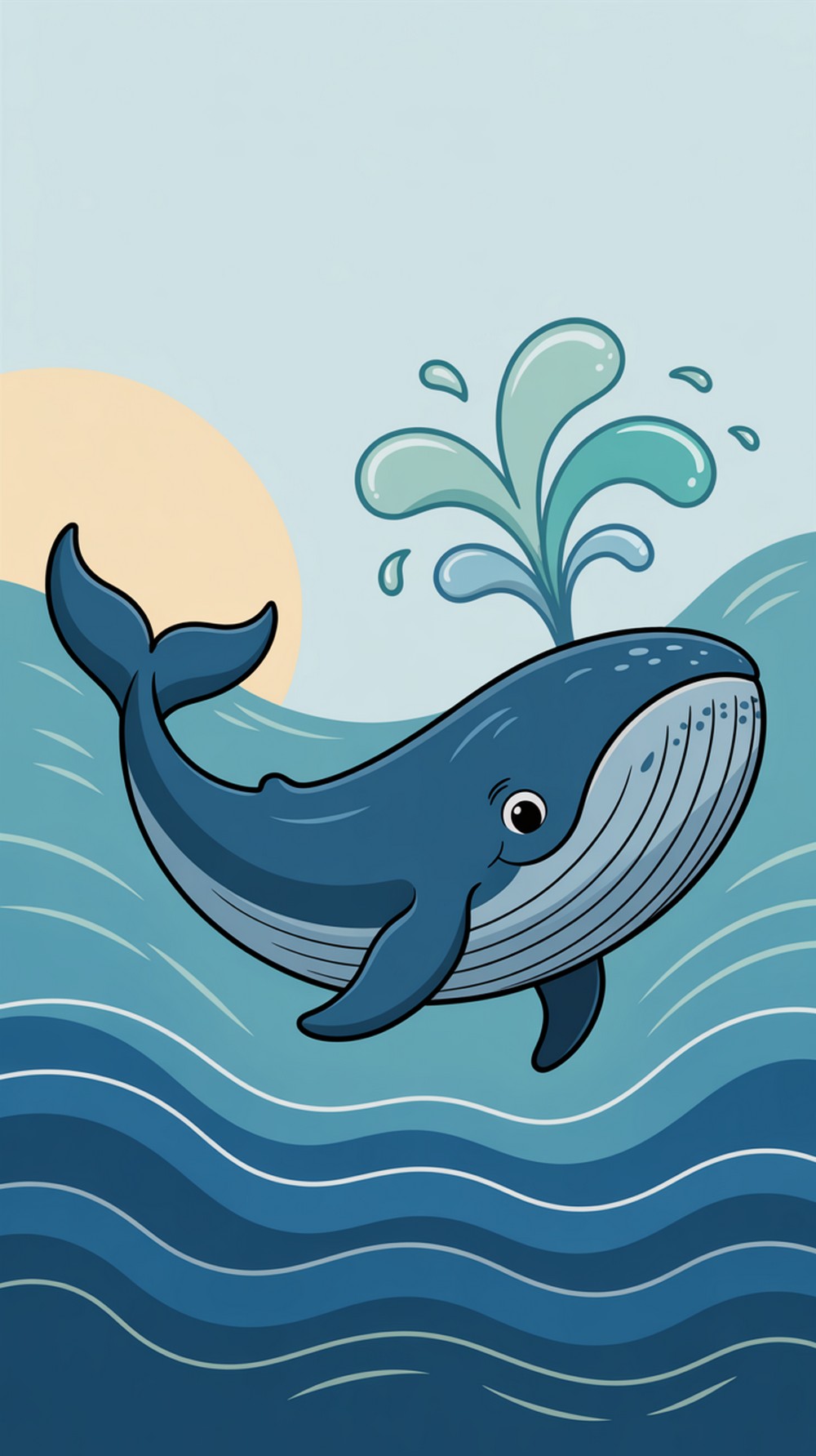 Simple Whale In The Ocean Drawing