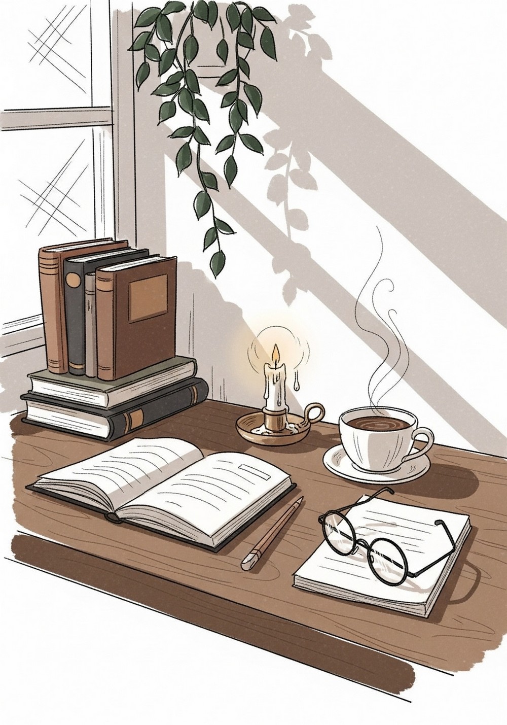 Soft Academia Study Desk Scene