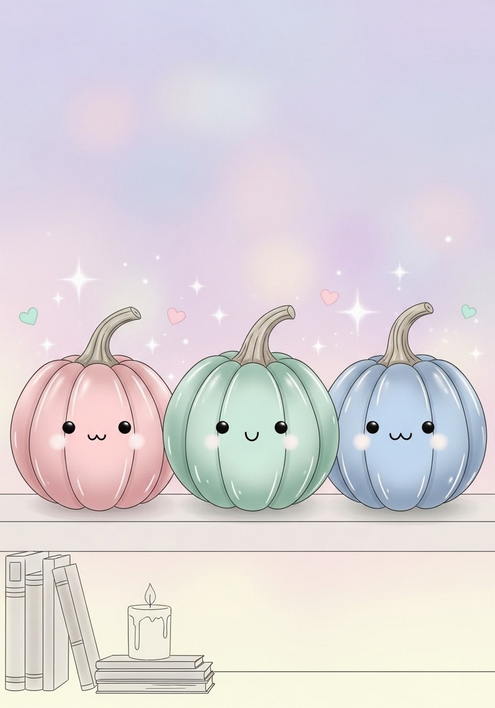 Soft Pastel Aesthetic Pumpkin Trio