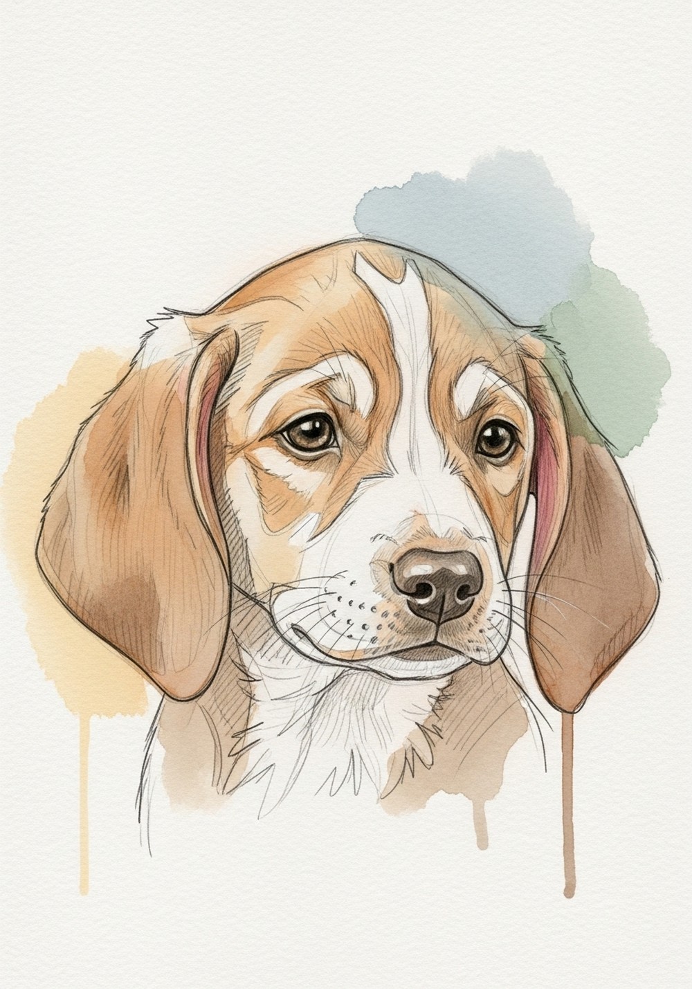 Soft Watercolor Puppy Portrait
