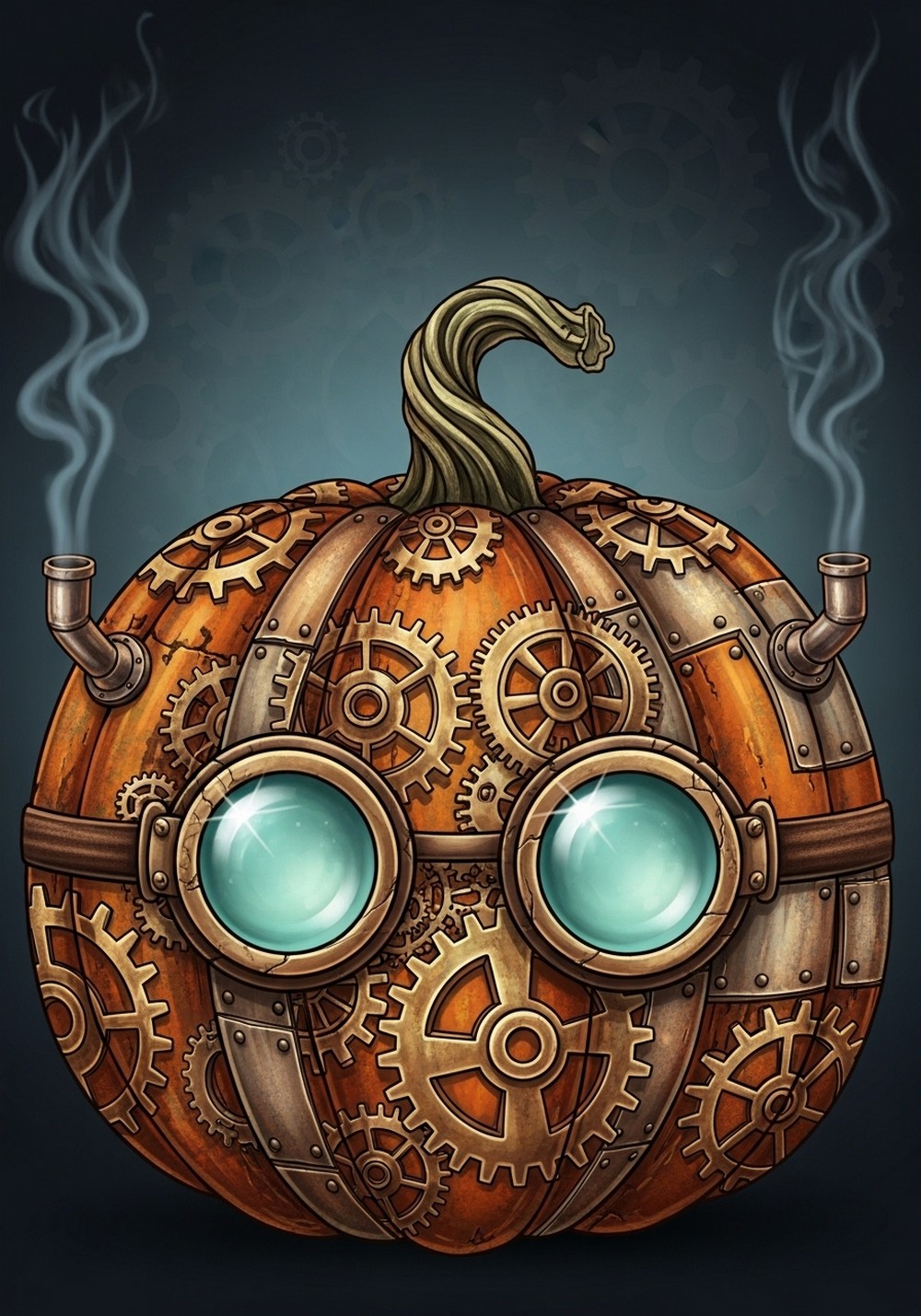 Steampunk Gears And Goggles Pumpkin