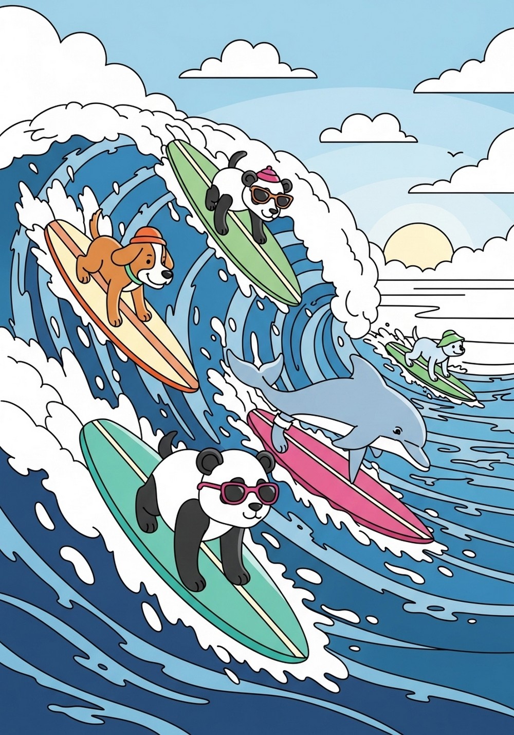 Surfing Animals Riding The Waves