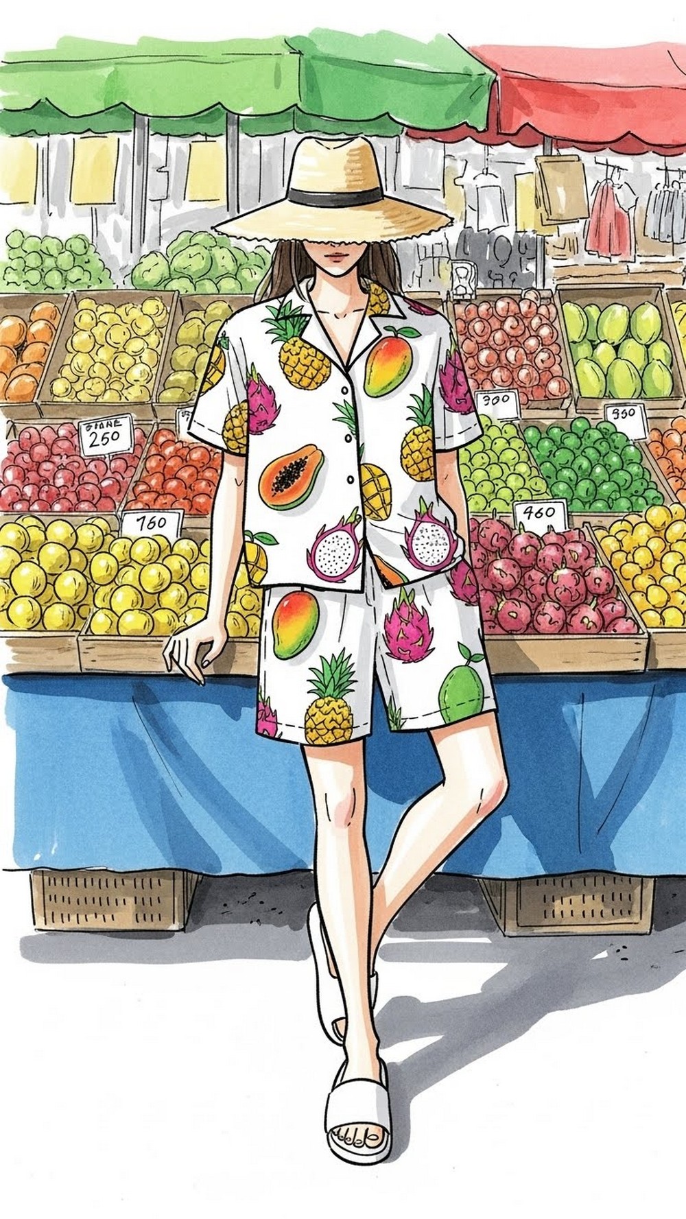 Tropical Fruit Co-ord Set with Slides