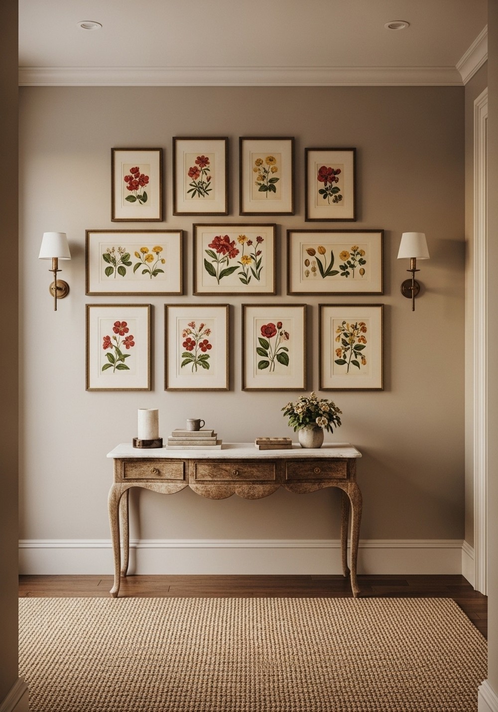 Vintage Botanical Colored Flower Prints For Classic Charm