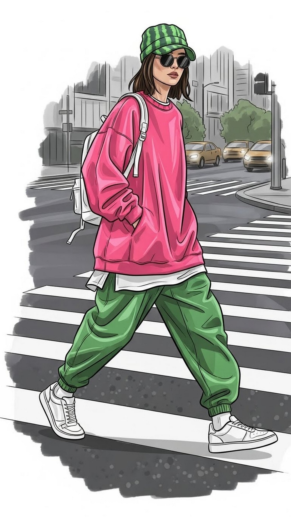 Watermelon Colorblock Street Look